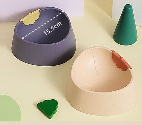 ペット食器 傾斜型いちご飾り付き首保護ペット食器