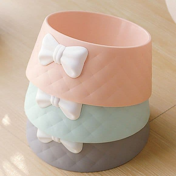 ペット食器 リボン付き傾斜型ペット食器