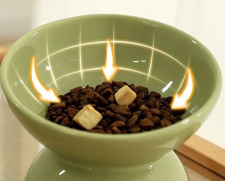 ペット食器 猫ちゃん快適高さ調節付き傾斜陶器食器台