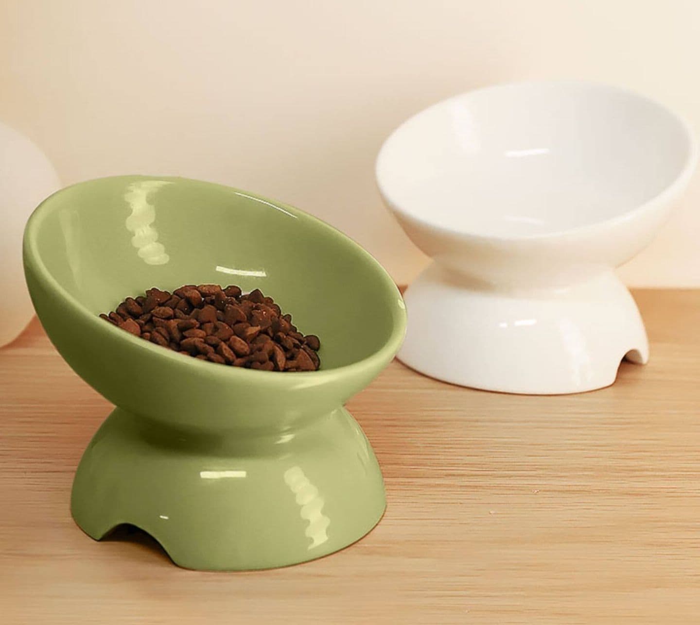 ペット食器 猫ちゃん快適高さ調節付き傾斜陶器食器台