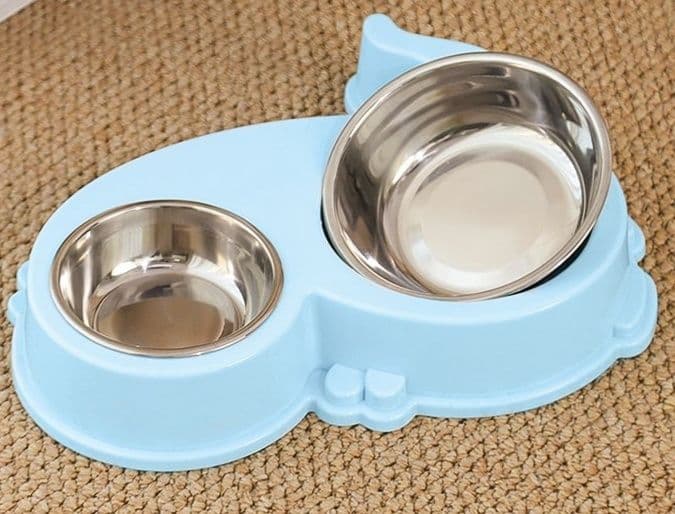ペット食器 恐竜モチーフ二つボウル式ステンレス製ペット食器