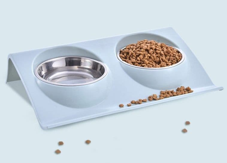 ペット食器 傾斜台座付き防水二段式ペット食器