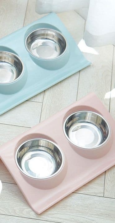ペット食器 傾斜台座付き防水二段式ペット食器