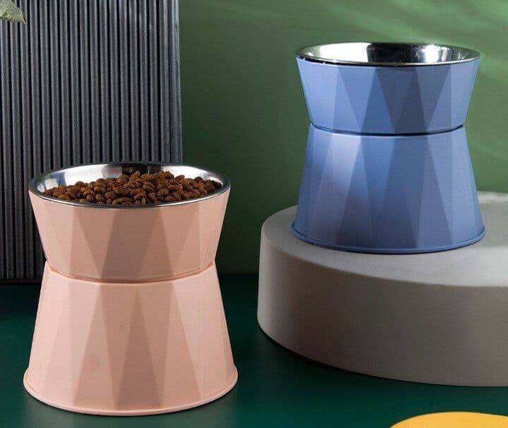 ペット食器 首を守る傾斜台付き取り外し式ペット食器
