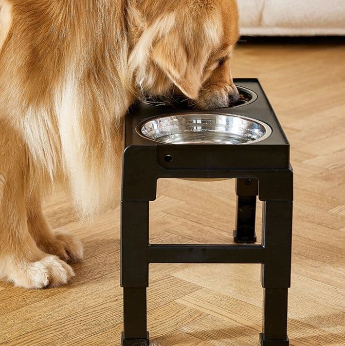 ペット食器 五段階高さ調節機能付き大型犬用昇降式食器台