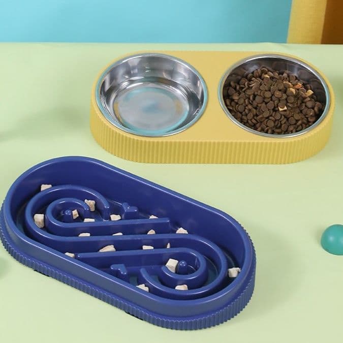 ペット食器 二合一給餌給水ペット食器早食い防止仕様