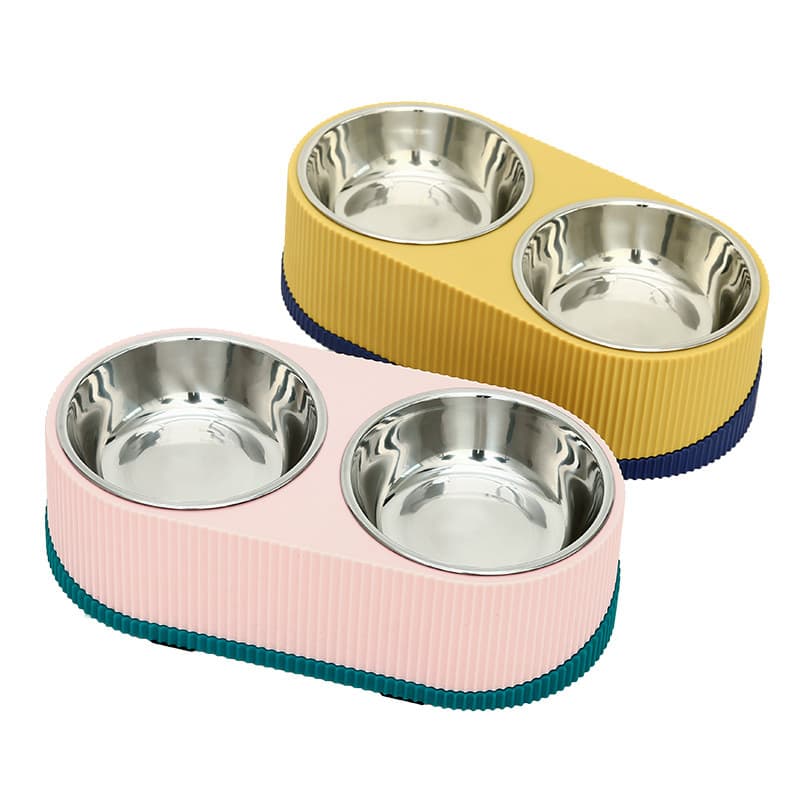 ペット食器 波紋型ステンレス二個組ペット食器