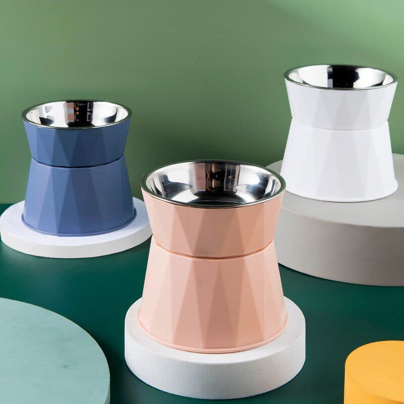 ペット食器 首を守る傾斜台付き取り外し式ペット食器
