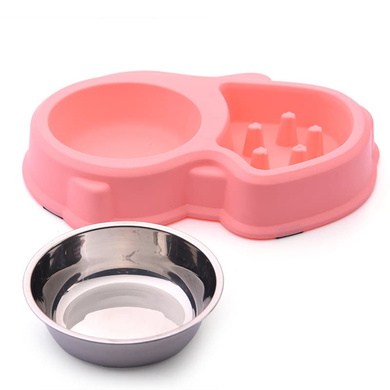 ペット食器 二碗組み合わせ早食い防止ペット食器